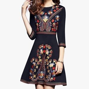 Black Floral Embroidered Dress from Lai Meng Five Cats